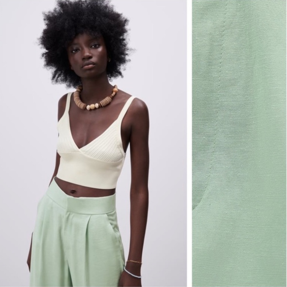 Zara | Mint Green Linen Shorts - Picture 2 of 6